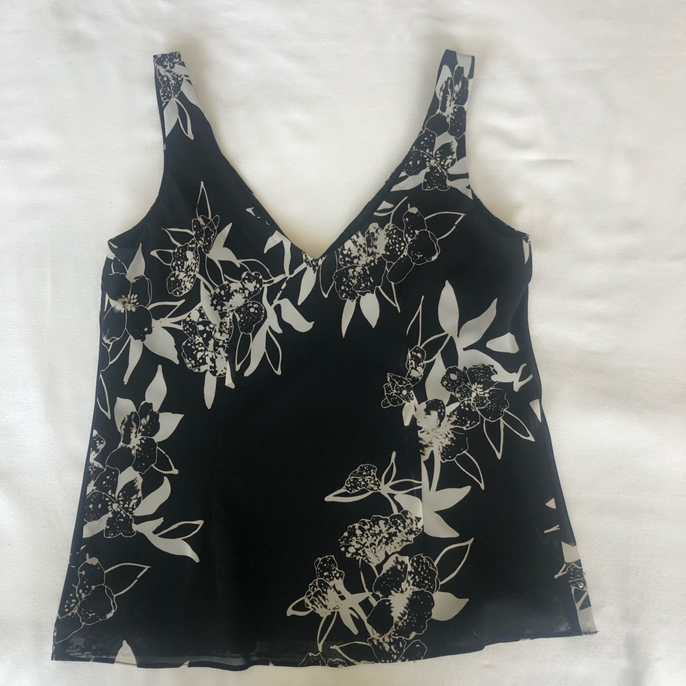 Cute top by Alex Evening, Size Small Petite, Black with White